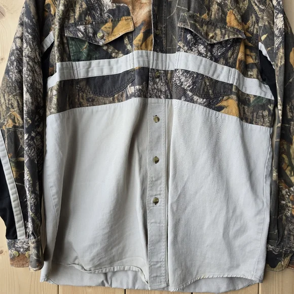 Mossy Oak Western By Roper Shooting Shirt Camo Button Shirt Hunting Mens Medium - Picture 3 of 10